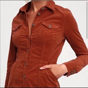 NWT Free People rust corduroy button retro dress